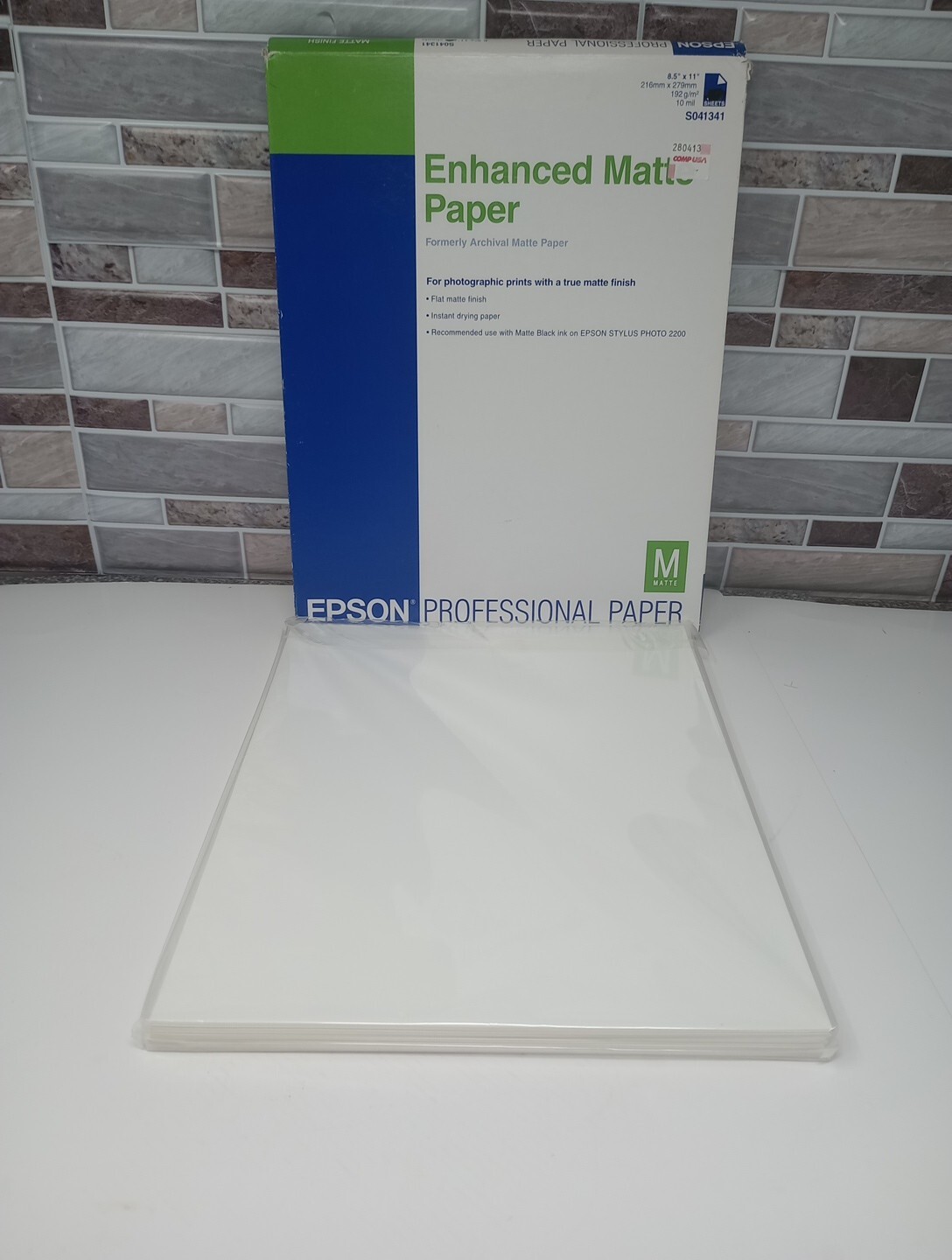 Epson Enhanced Matte Paper, 8.5″x 11″ White 44 SHEETS ONLY S041341