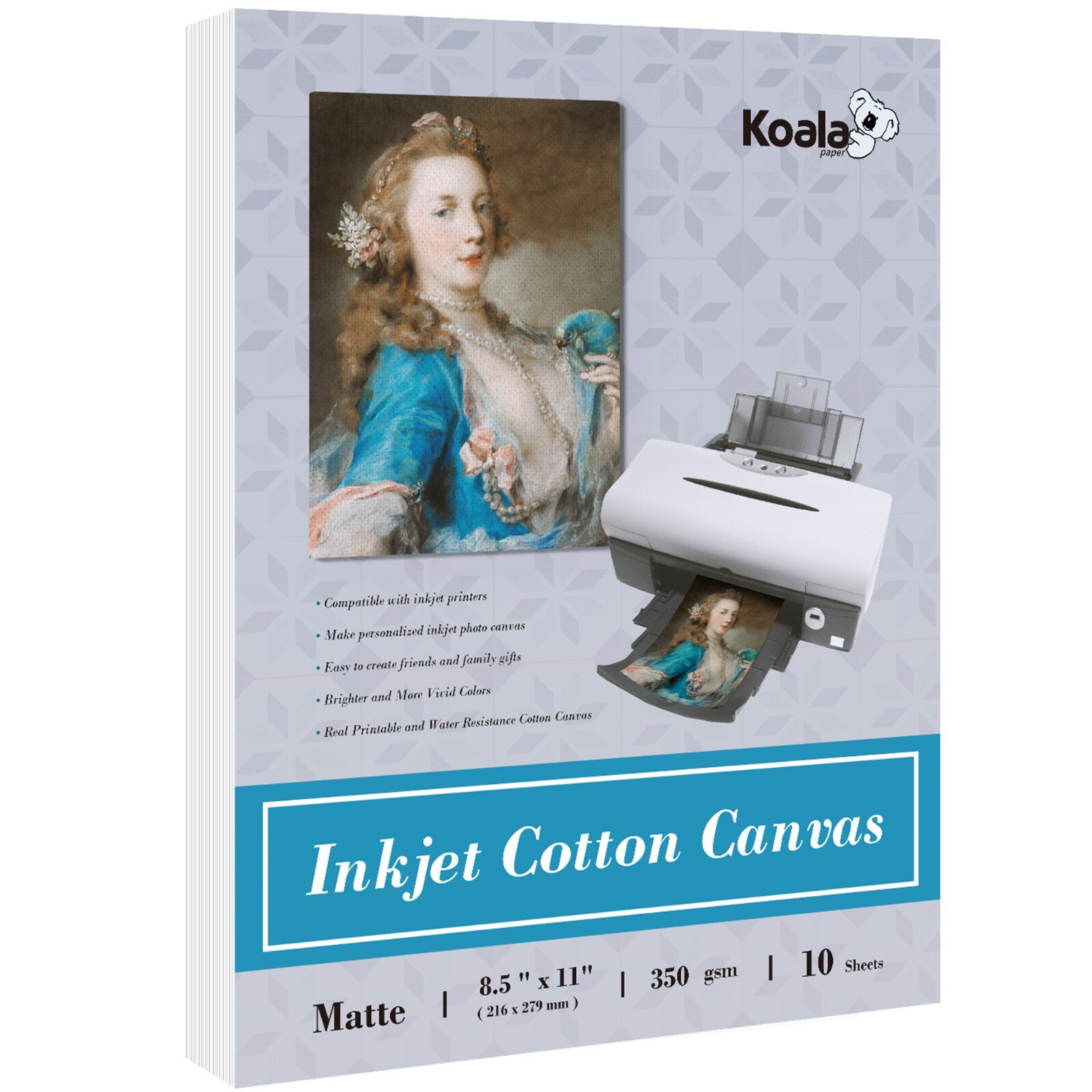 Koala Inkjet Canvas Paper 8.5×11 100% Cotton Matte Photo Paper 350g 22Mil Thick