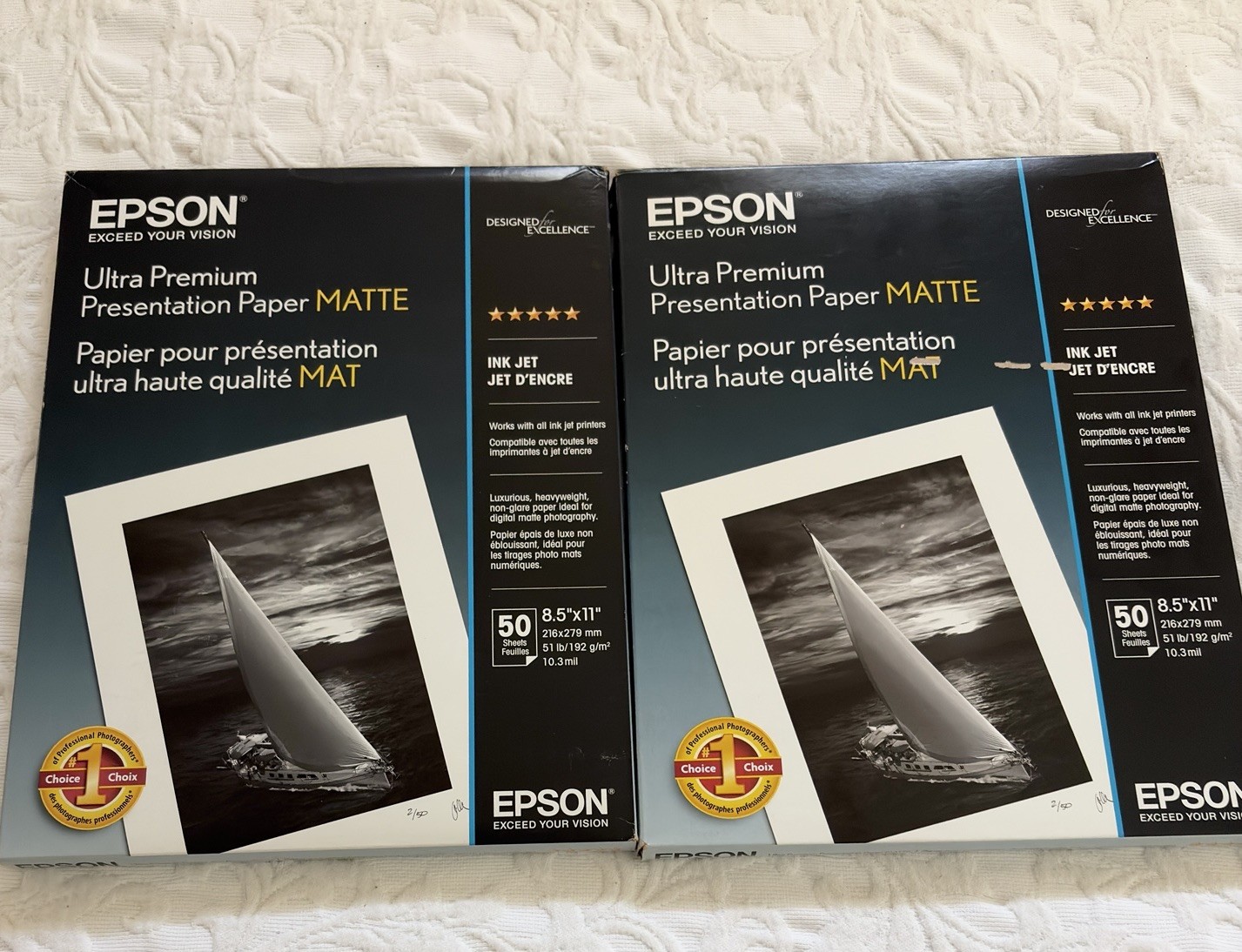 Lot Of 2 Epson Ultra Premium Presentation Paper Matte 8.5×11 50 Sheets READ