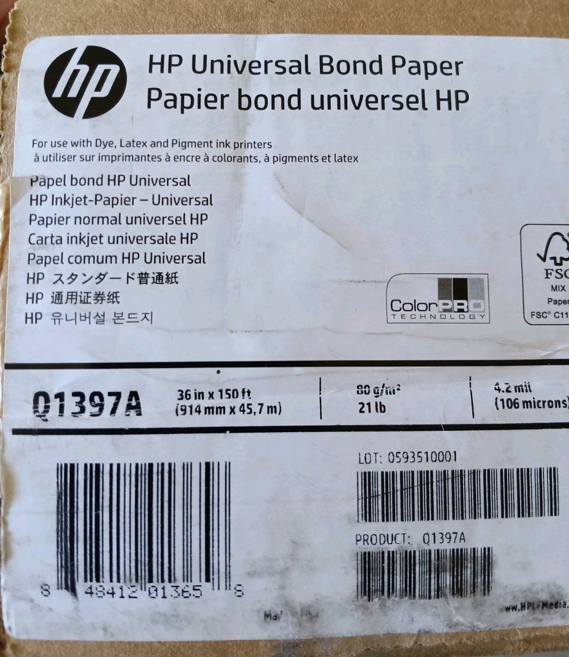 HP Q1397A Bond Paper Roll NEW IN SEALED BOX, WHY PAY MORE?