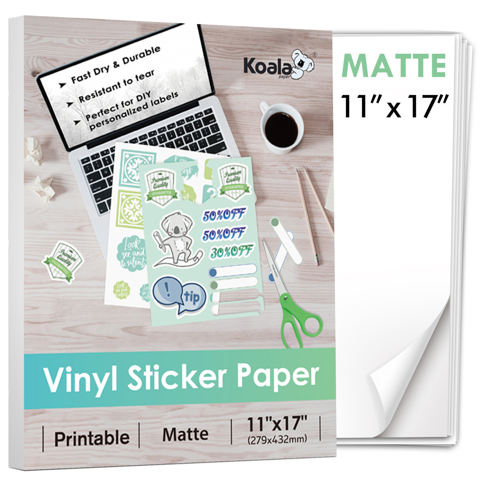 Lot Koala Printable Vinyl Sticker Paper Waterproof White 8.5×11 / 11×17 20-50PK