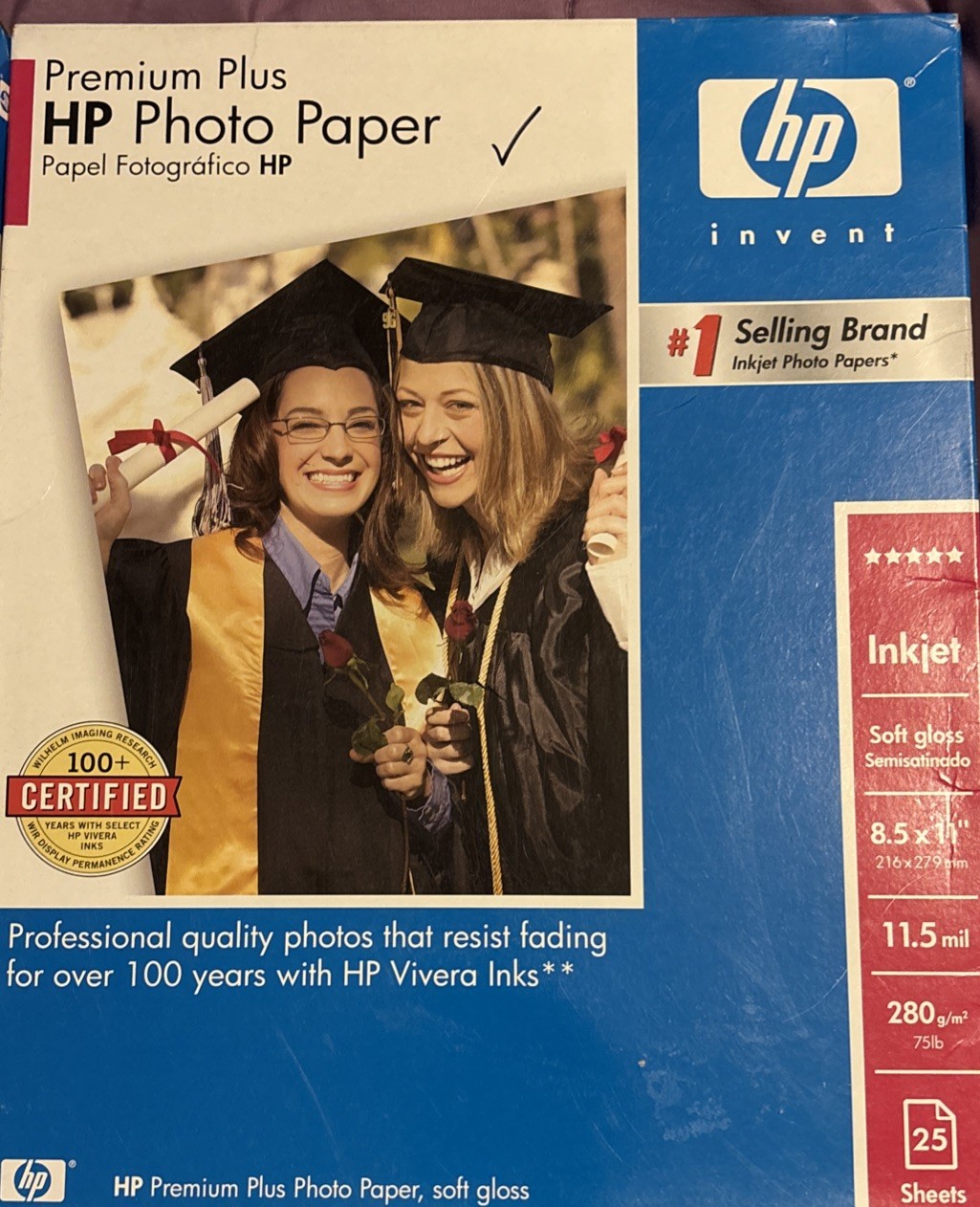 NEW 2PK HP Premium Plus Photo Paper, 25 Sheets, Soft-Gloss, 8.5 x 11- Sealed