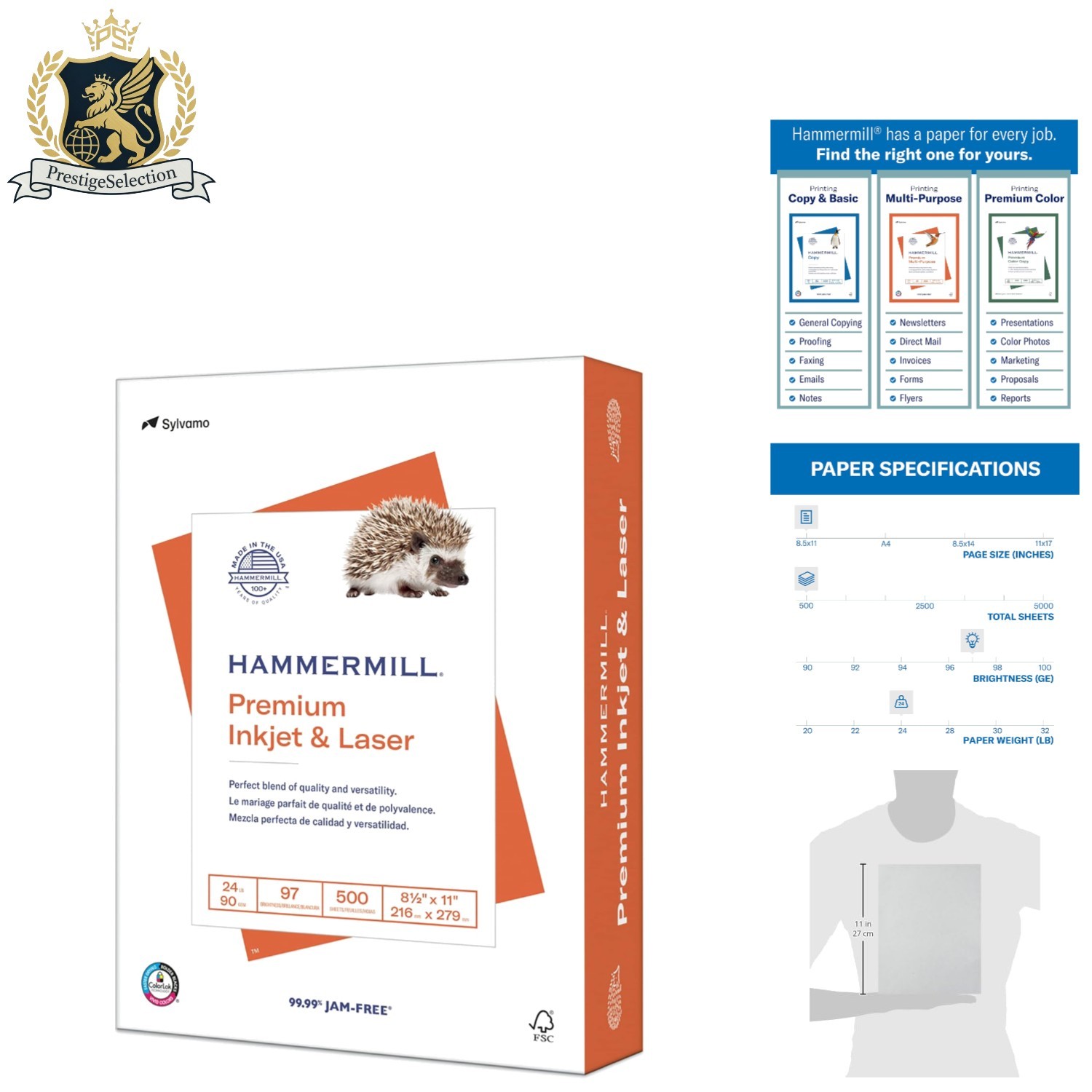 500 Sheets 24lb Printer Paper – 97 Bright, Perfect for Double-Sided Use