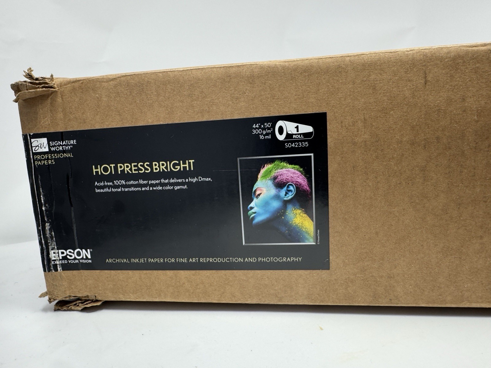 Epson Hot Press Bright Archival Inkjet Paper (44″ x 50′ Roll)- slightly unfurled