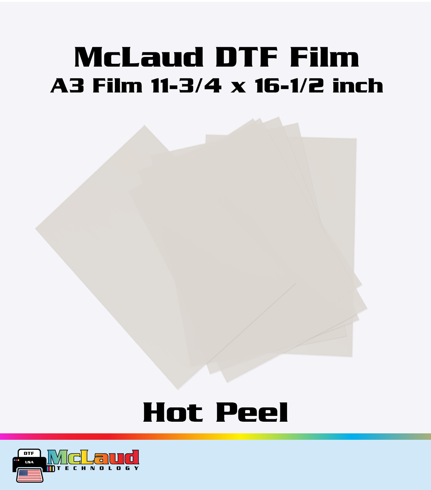 McLaud DTF Transfer Film A3 (11-3/4 x 16-1/2 inch) Package of 50