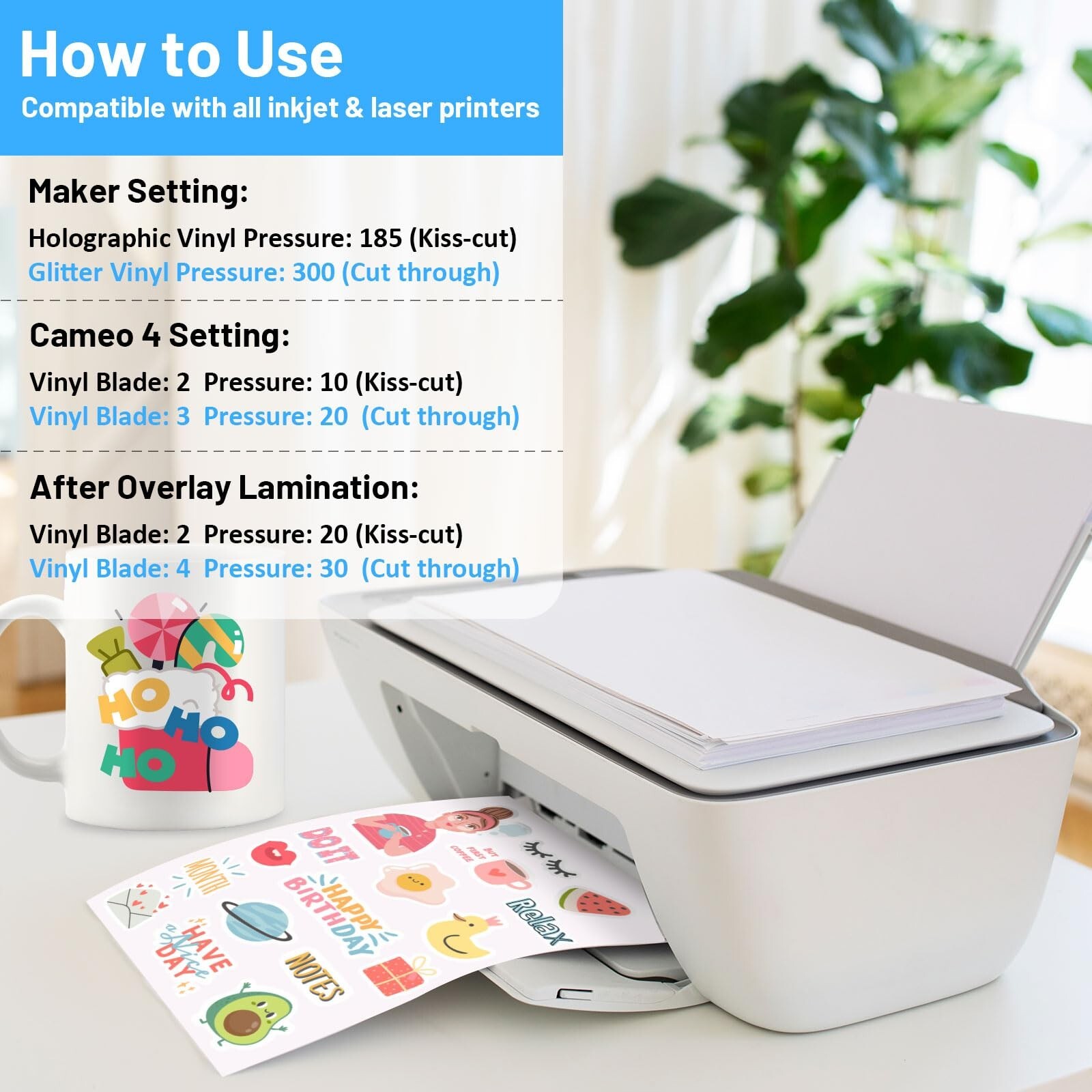 TECKWRAP Printable Vinyl Sticker Paper for Inkjet Printer Matte White Printab…