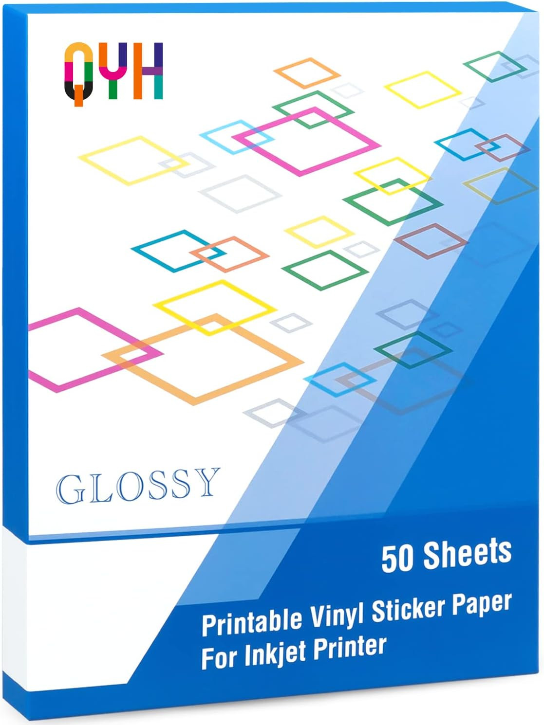 QYH Printable Vinyl for Inkjet Printer Glossy 50 Sheets Sticker Paper Waterproof