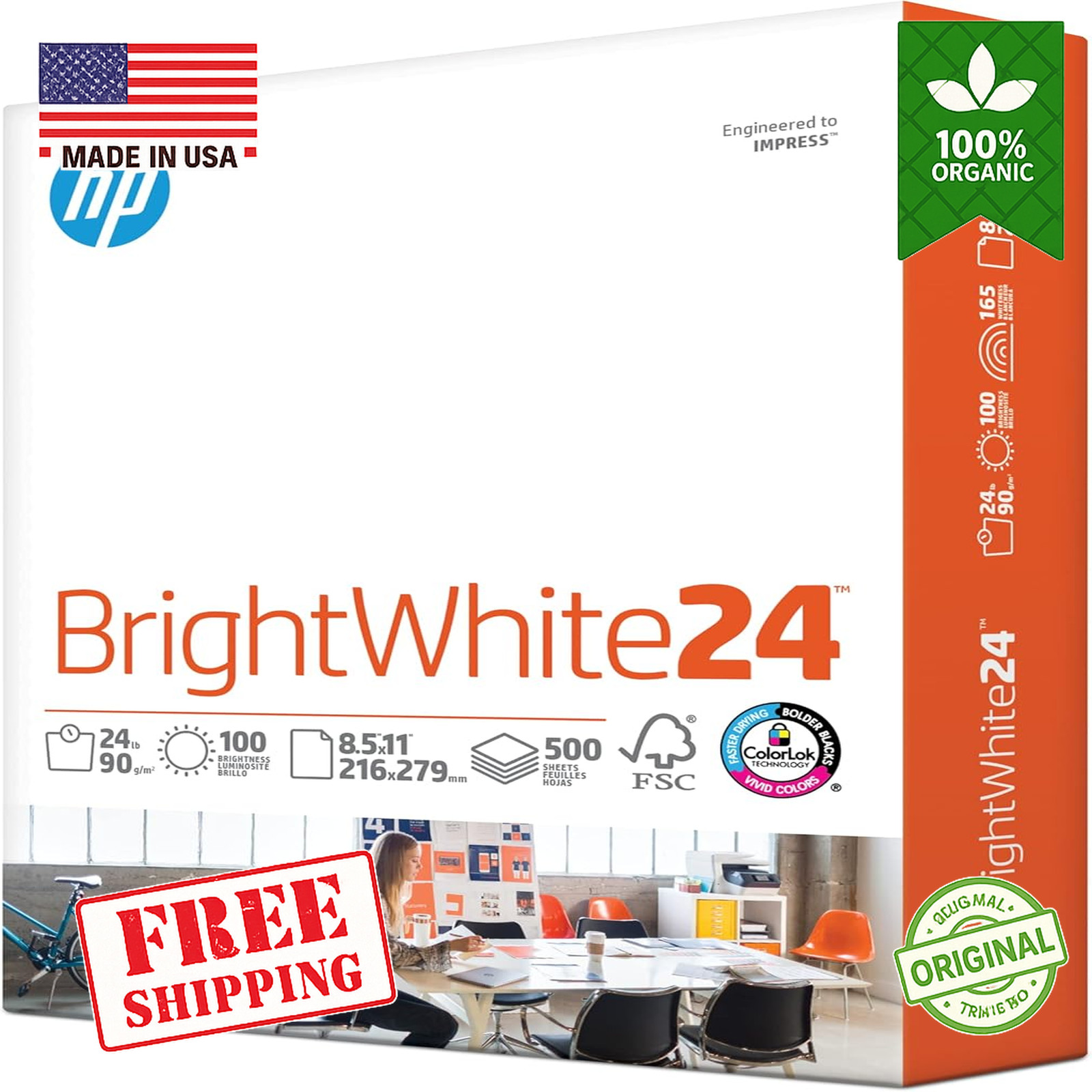 Premium Bright White Printer Paper – 24 lb, 100 Bright