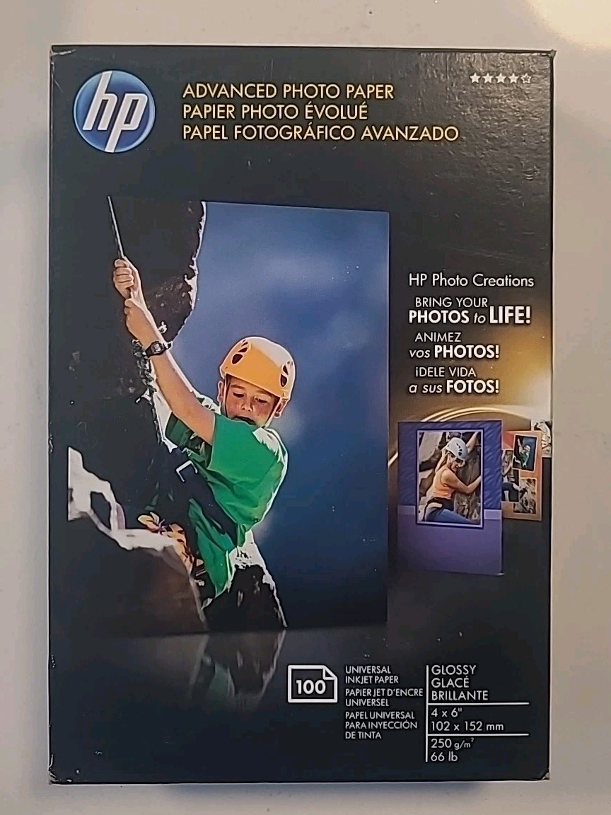 4 HP Advanced Photo Paper 4”x6” Glossy 100 Sheets Each New Germany (B2-G12)