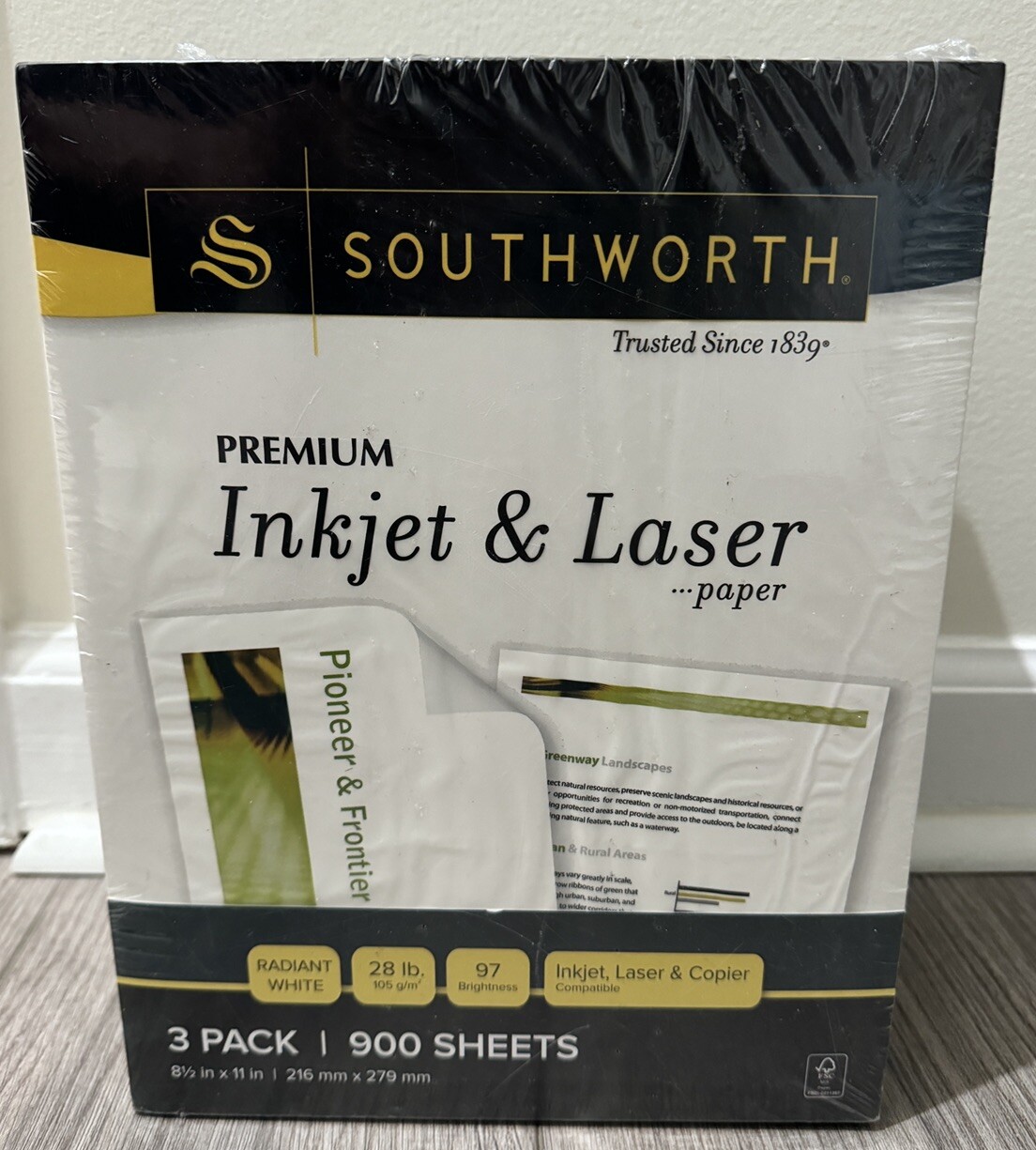Southworth Inkjet & Laser Printer Paper 8.5″x11″ 28 lb, Radiant White, 900 Sheet