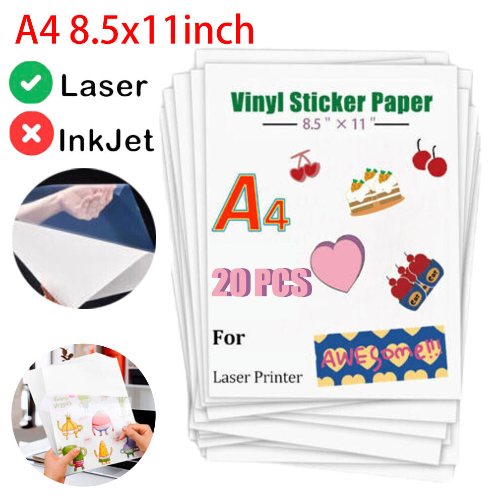 For Laser Printer 8.5×11 Printable Vinyl Sticker Paper Sheet Clear Label Cricut