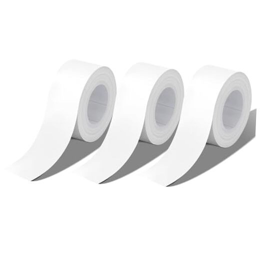 3 Rolls White Label Tape, 15mm x 4m Waterproof Label Tape Refills, Office