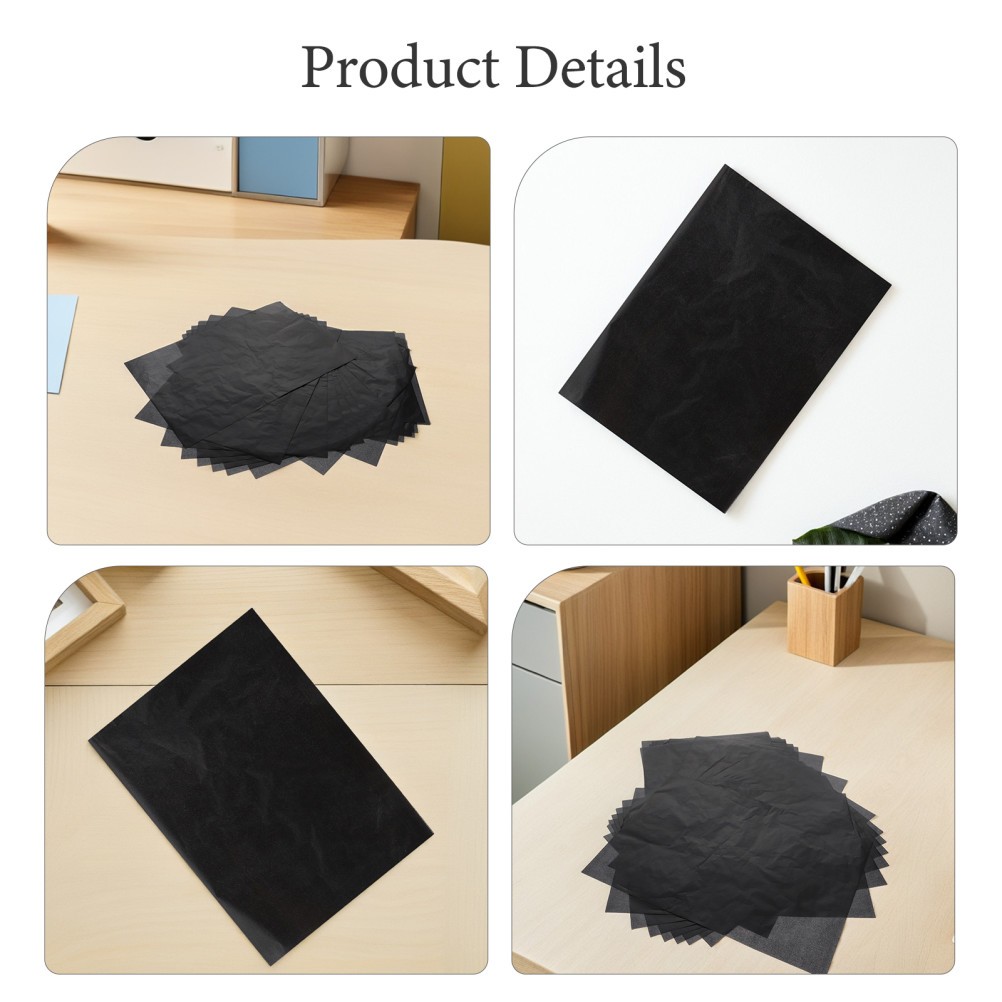 50Pcs Sturdy Black Tracing Paper for DIY Art with Clear Line Transfer Feature