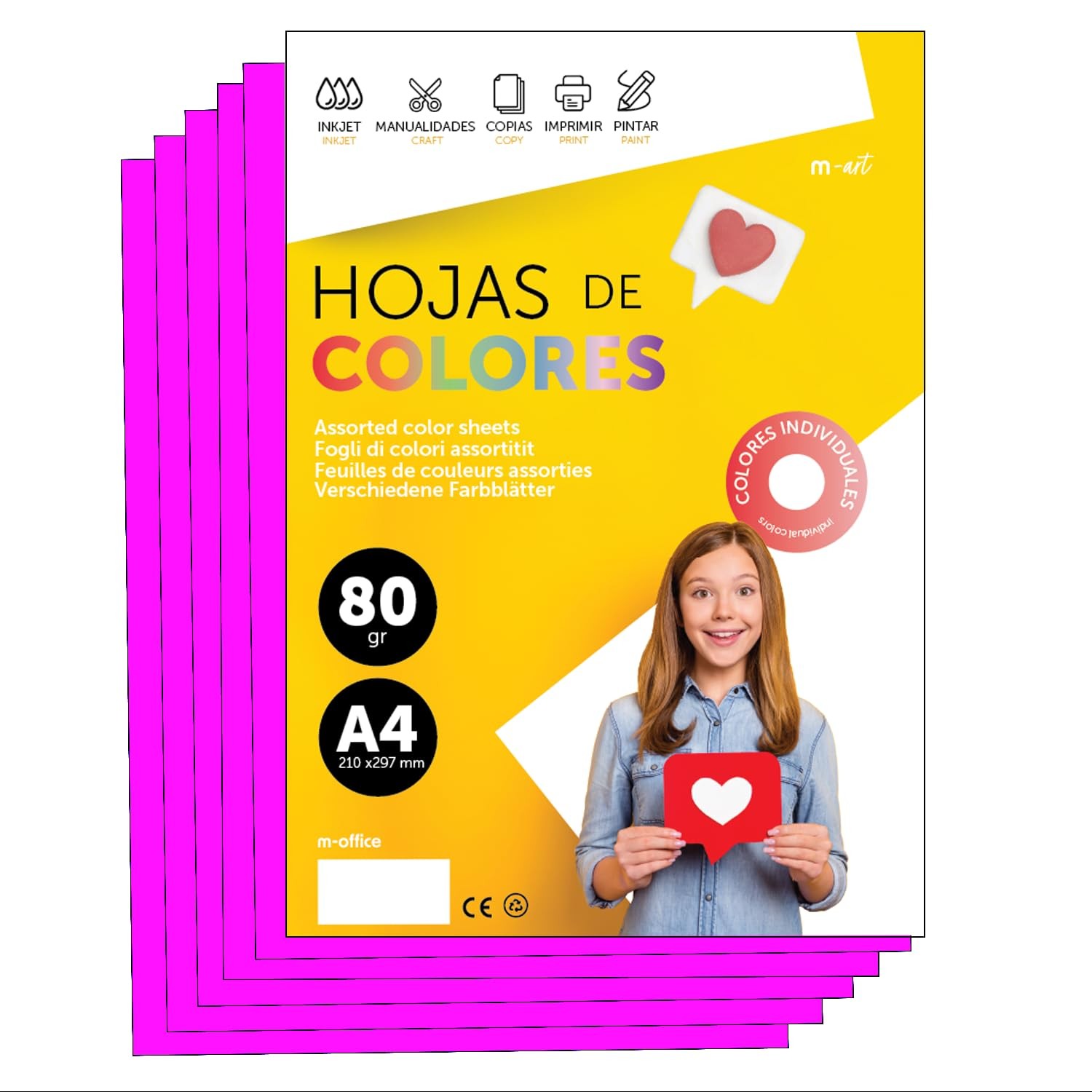 Colourful Paper A4 80g for Printers & Crafts, Coloured Sheets for Kids, Creat…