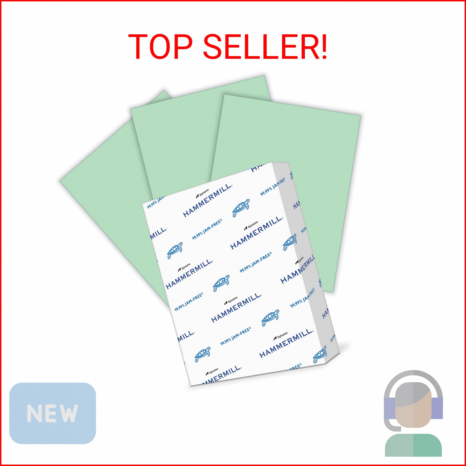 Hammermill Colored Paper, 20 lb Green Printer Paper, 8.5 x 11-1 Ream, 500 Sheets