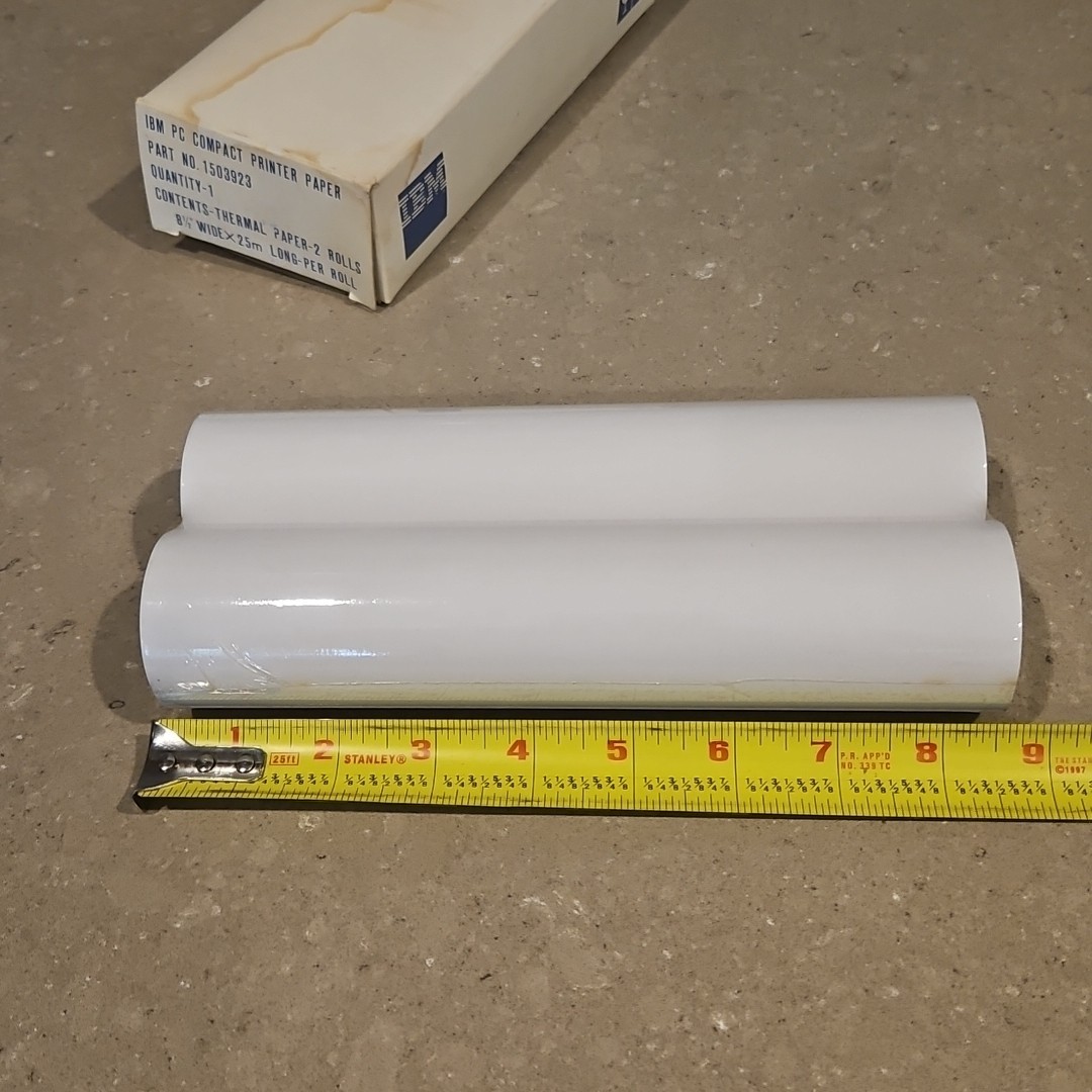 IBM PC Compact Printer Paper Thermal Paper 8 1/2 wide 25m Long Roll – 2 Rolls