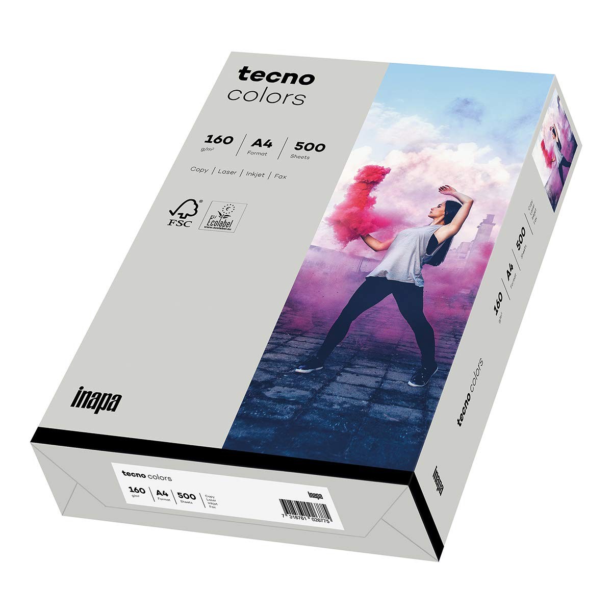 Coloured Printer Paper, Colourful Paper Tecno Colors 160gsm, A4, 250 Sheets, Grey