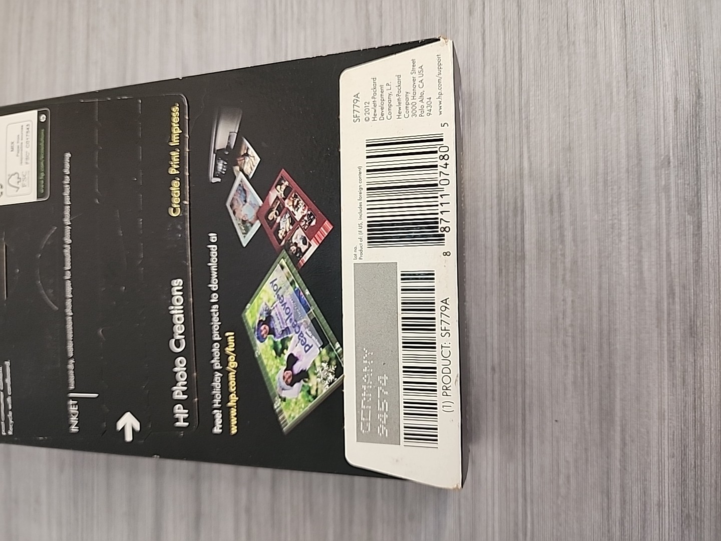 HP Advanced Photo Paper 4”x 6” Glossy 125 Sheets SF779A – New In Box, 2012