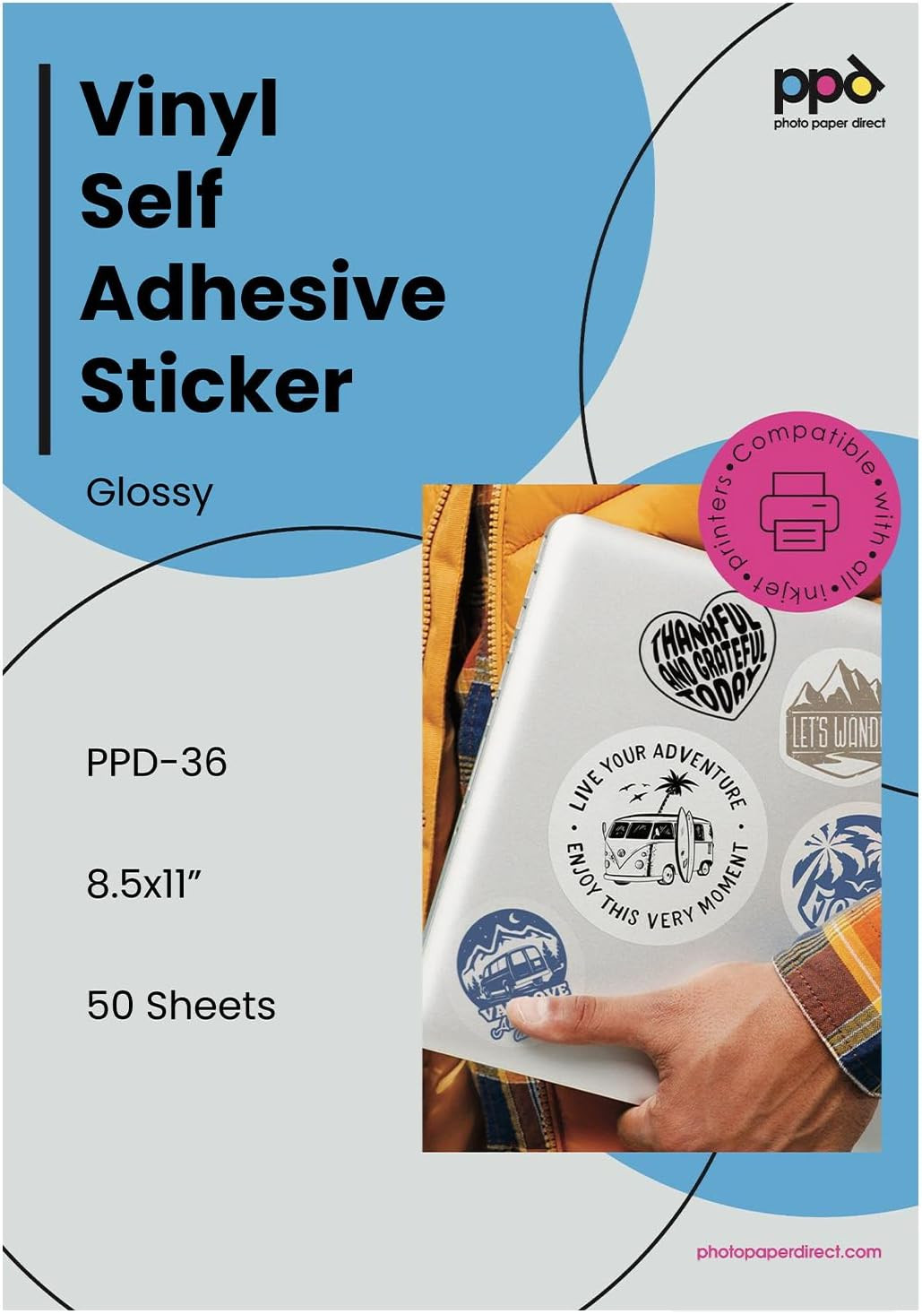 Premium Printable Vinyl Sticker Paper for Inkjet Printer – 50 Sheets Glossy Stic