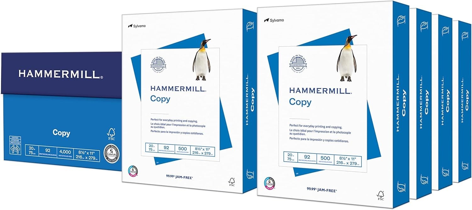 Dependable 20 lb Copy Paper – 8 Reams, 8.5×11, Acid-Free, Sustainable USA Made