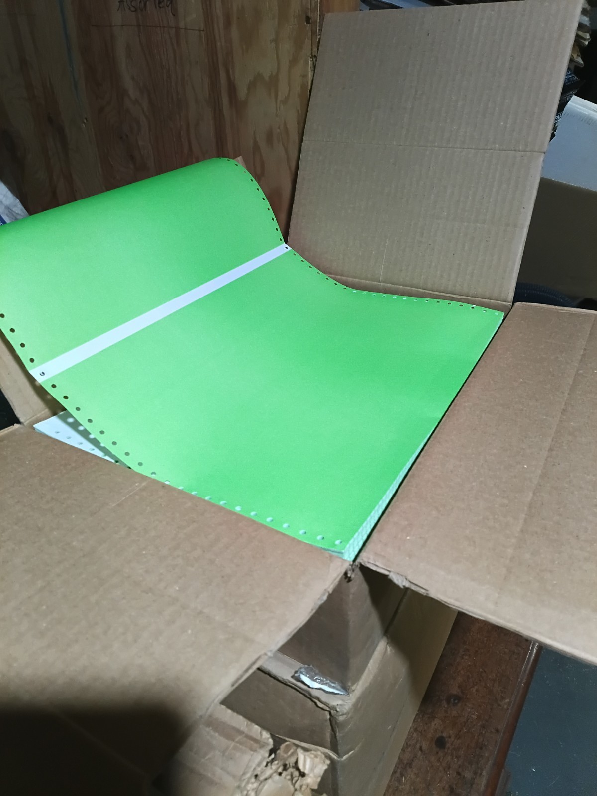 Florescent Green Continuous Feed Wide Bar Pin Feed Custom Printer Paper 2500/Box