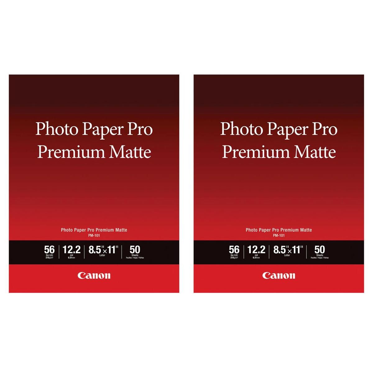 Canon 2 Pack Pro Premium Matte PM-101 Photo Paper, 8.5×11″, 50 Sheets