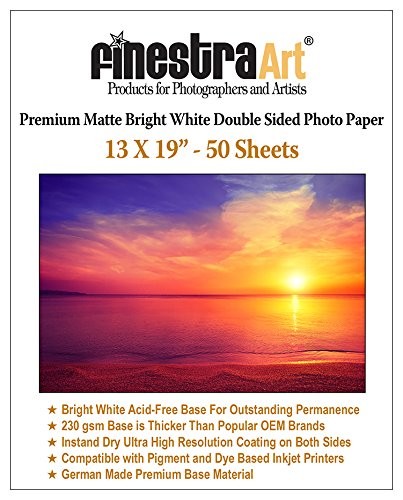 13″ X 19″ Premium Matte Bright White Inkjet Double Sided Photo Paper –