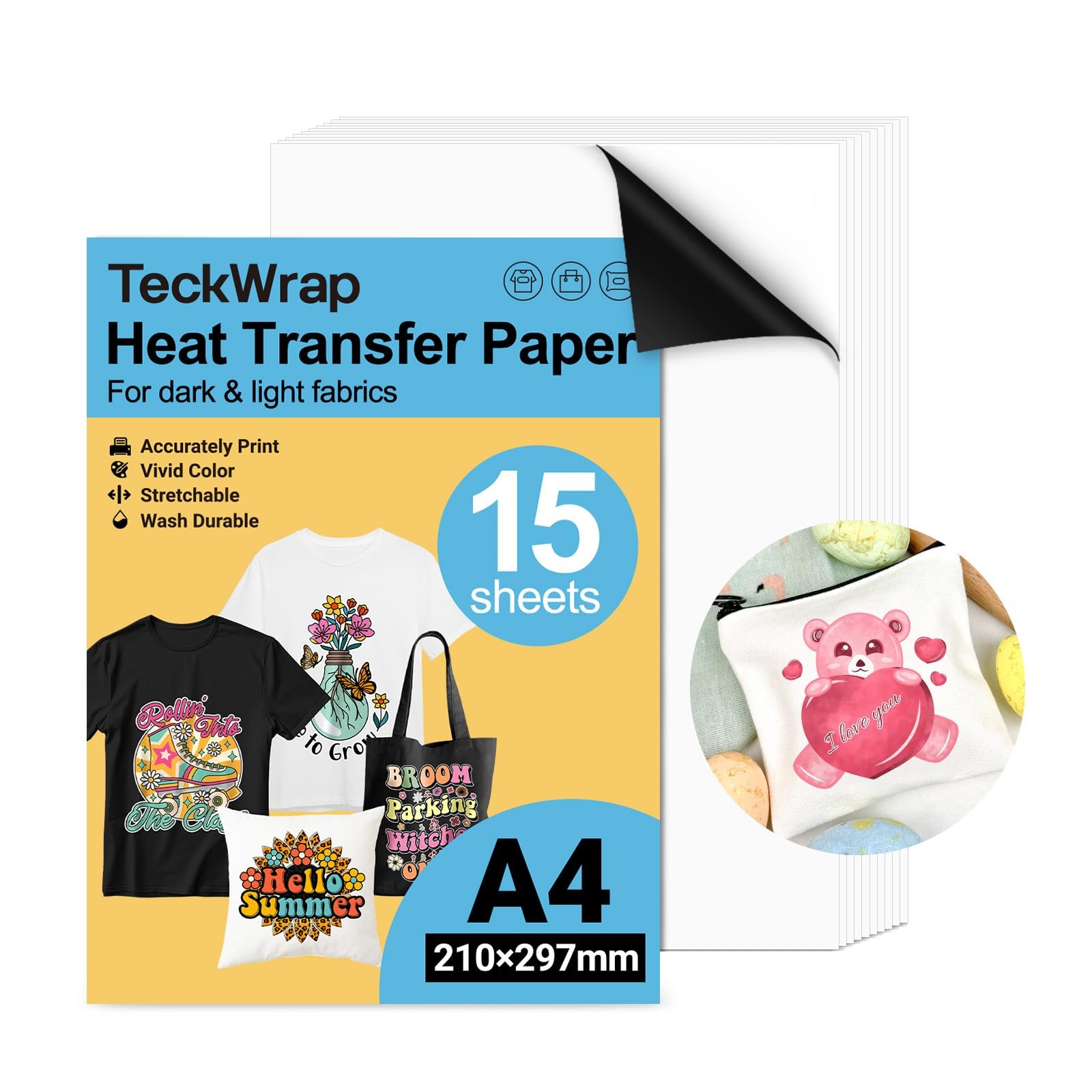 Printable Heat Transfer Paper for T-Shirts 15 Sheets, 8.3″ X 11.7″ Printable …