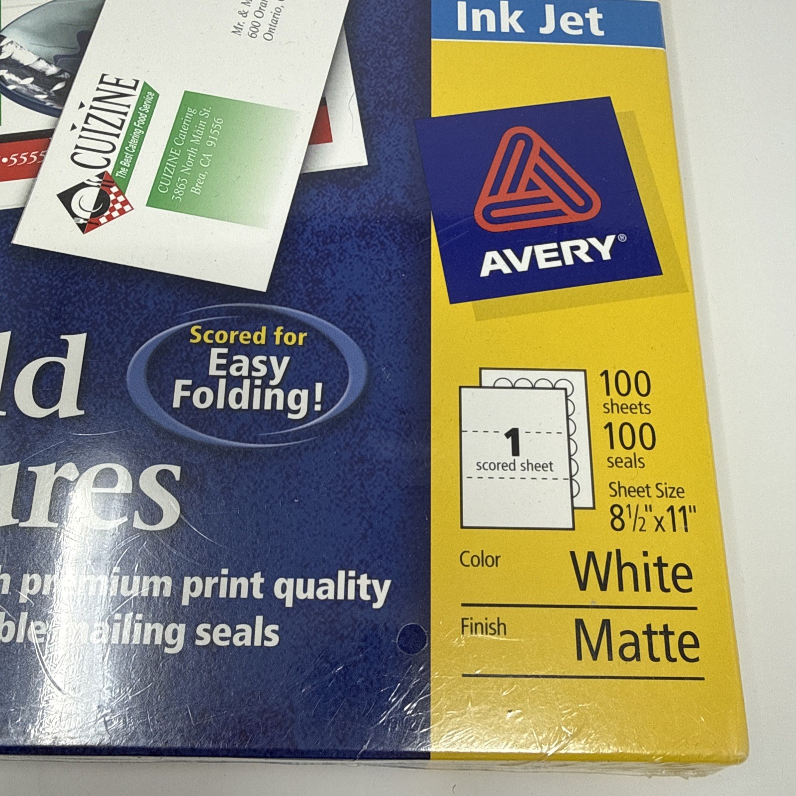 Avery 8324 Tri-Fold Brochures 100 Sheets & Seals 8.5×11 White Matte for Ink Jet