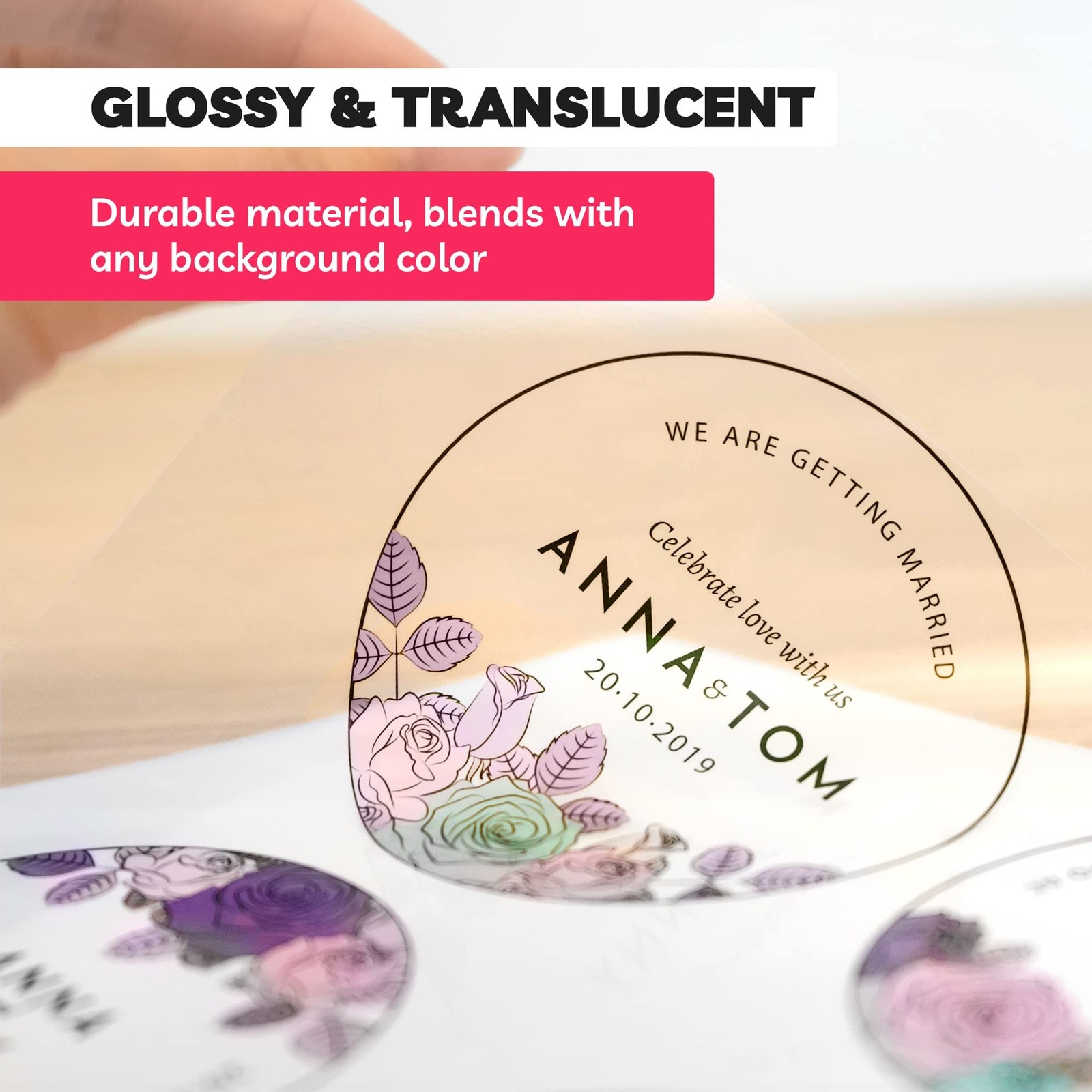 90% Clear Sticker Paper for Inkjet Printer (20 Sheets) – Transparent Glossy 8…