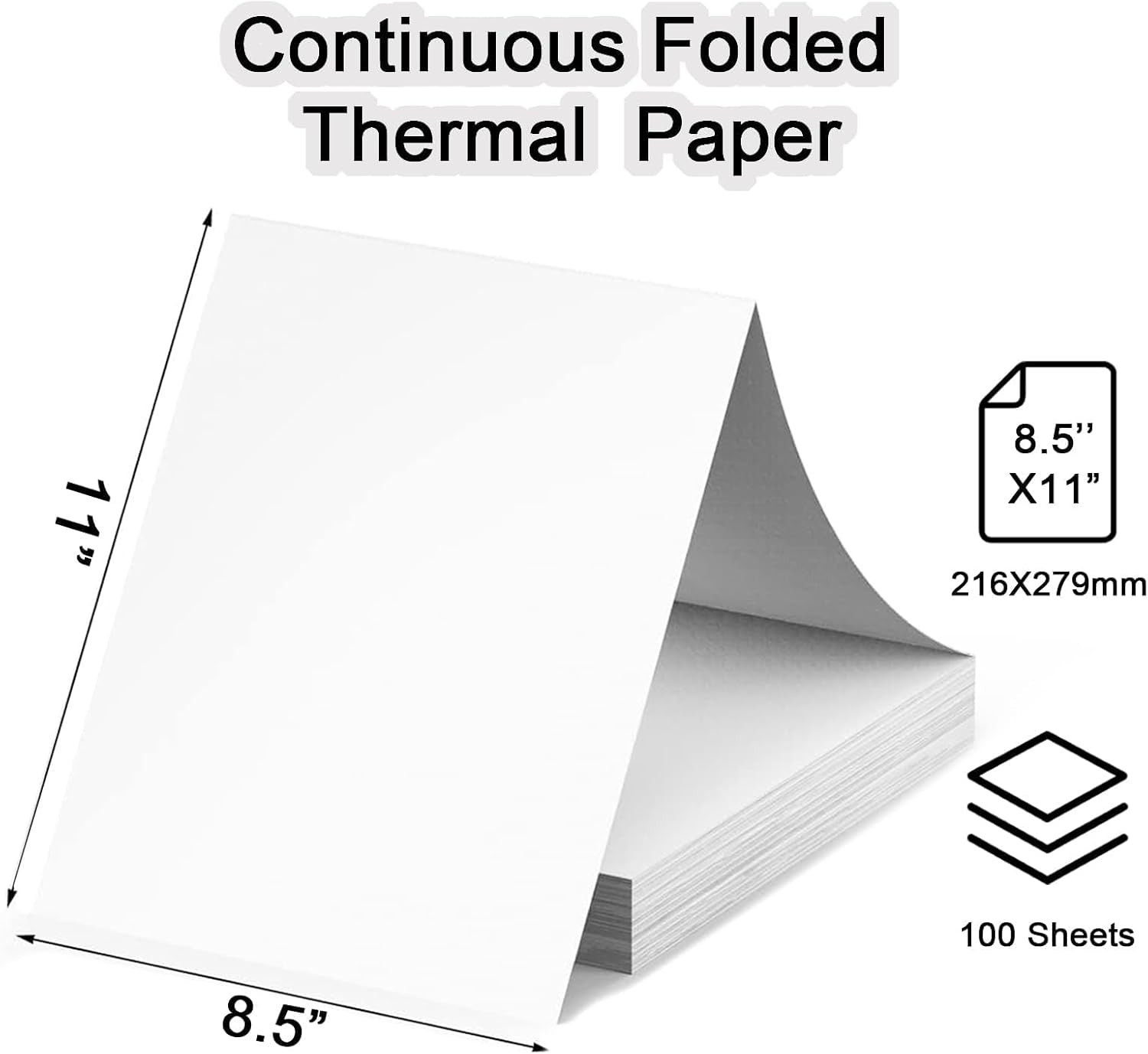 Thermal Printer Paper 8.5 X 11 Inch, 100 Sheets US Letter Size Thermal Paper, Co