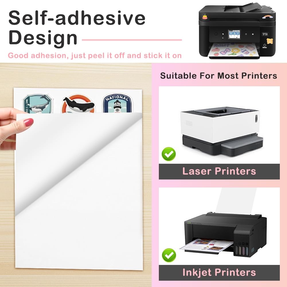 30 Sheets Sticker Paper for Printing A4, Labels Self Adhesive Printable A…