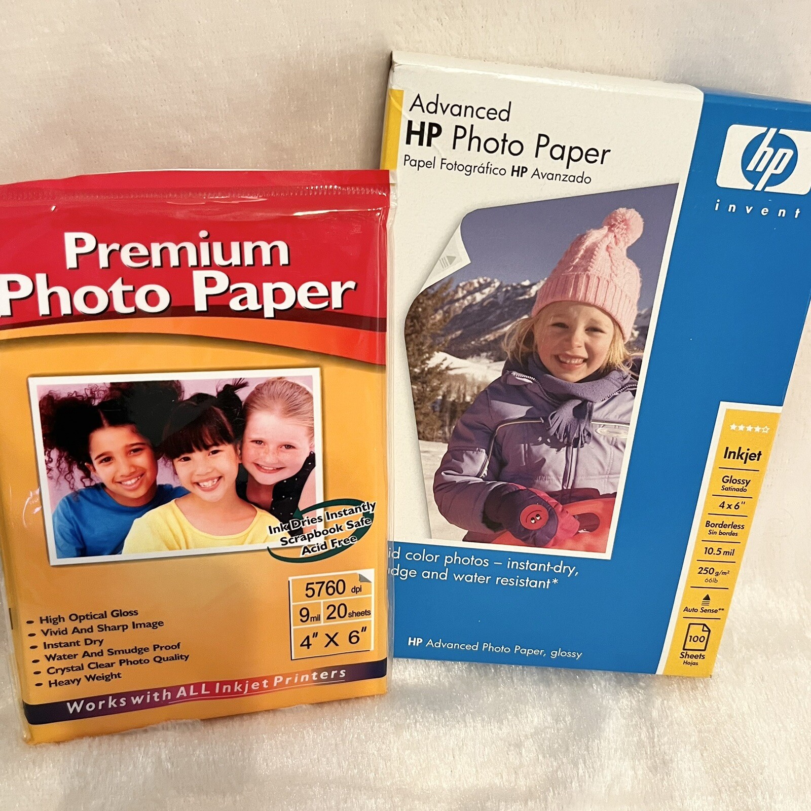Lot 4×6 Glossy Photo Paper HP & Premium 120 Sheets Total Inkjet Hewlett Packard