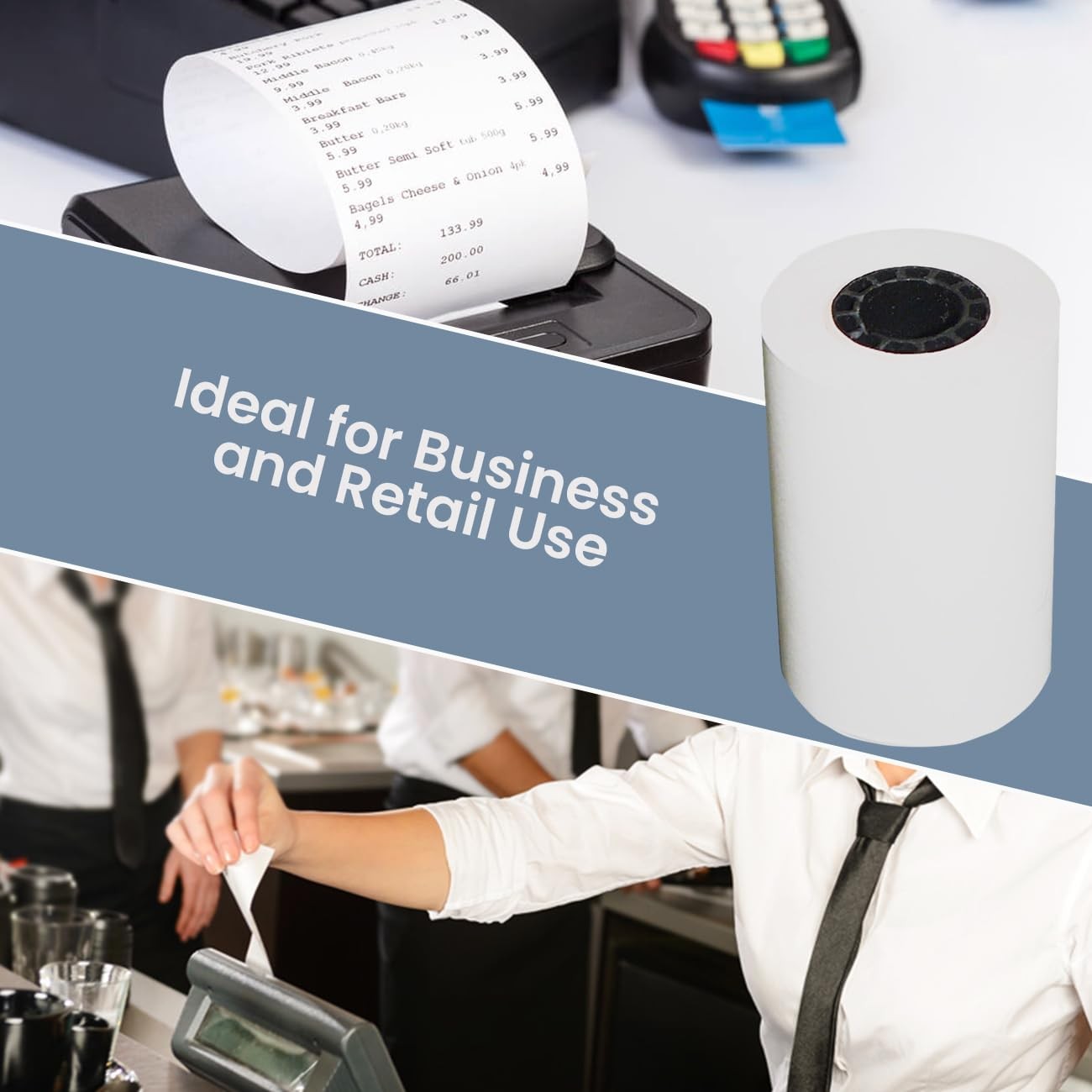 Bam POS Thermal Paper Rolls – 2 1/4 X 50′ Length – Designed 50 Rolls, white