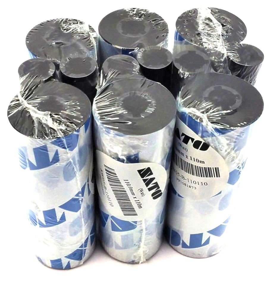 Sato 4.33″ x 360′ Wax Ribbons Thermal Transfer SW05-B-110110 Genuine – 6 Rolls