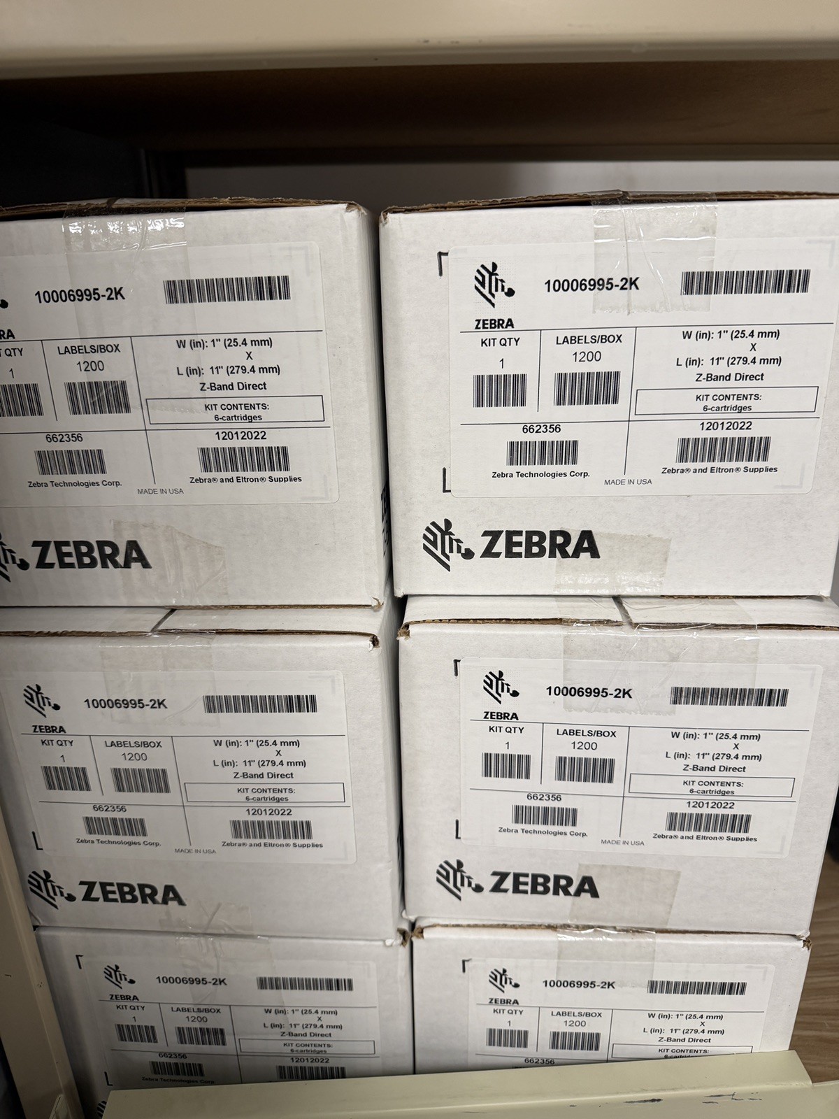 6 Pk Zebra 10006995-2K 1″×11″ Adult Z-Band UltraSoft Wristband Cartridge BLUE
