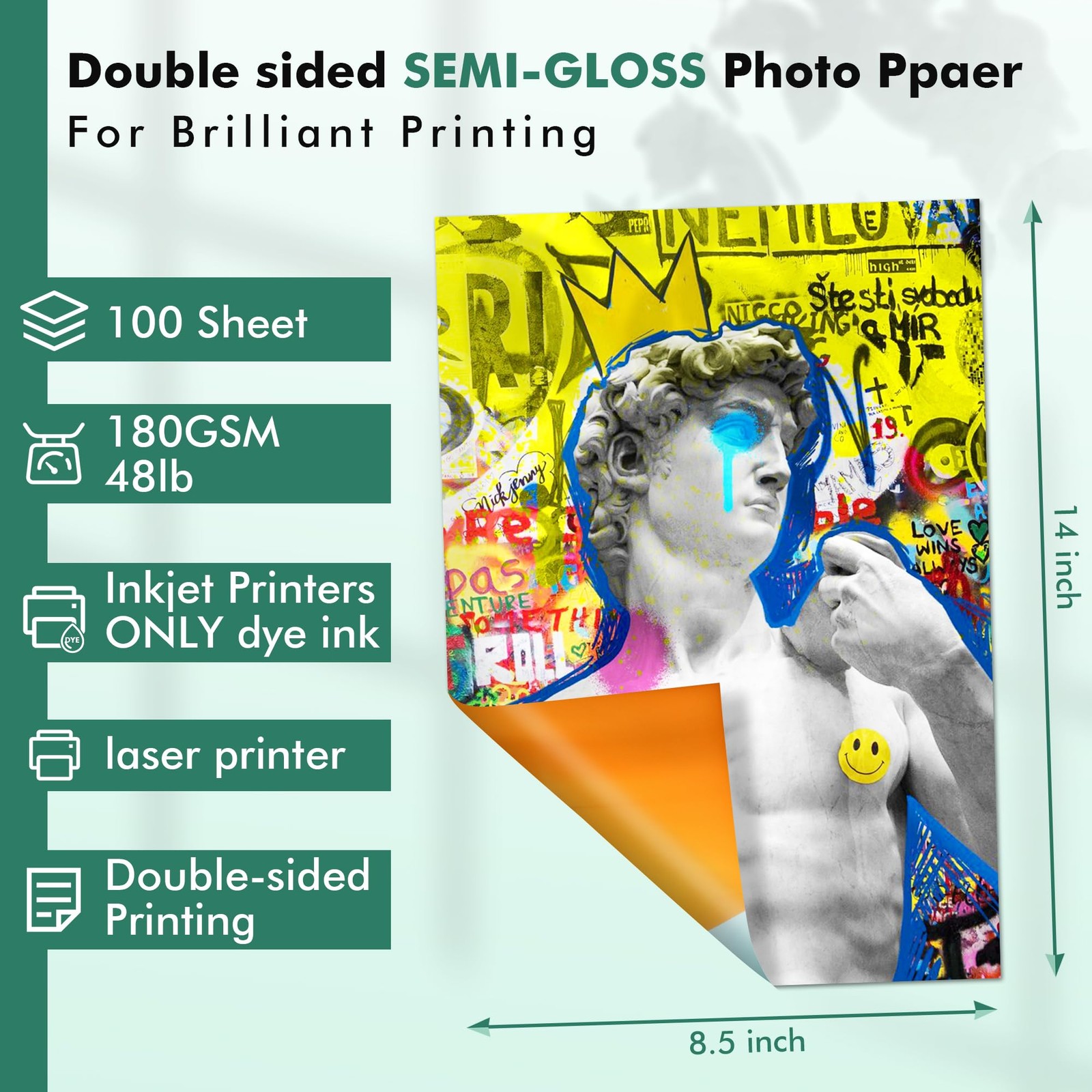 100 Sheets Koala Double Sided SemiGloss Photo Paper 8.5×14 Inch Legal 48LB