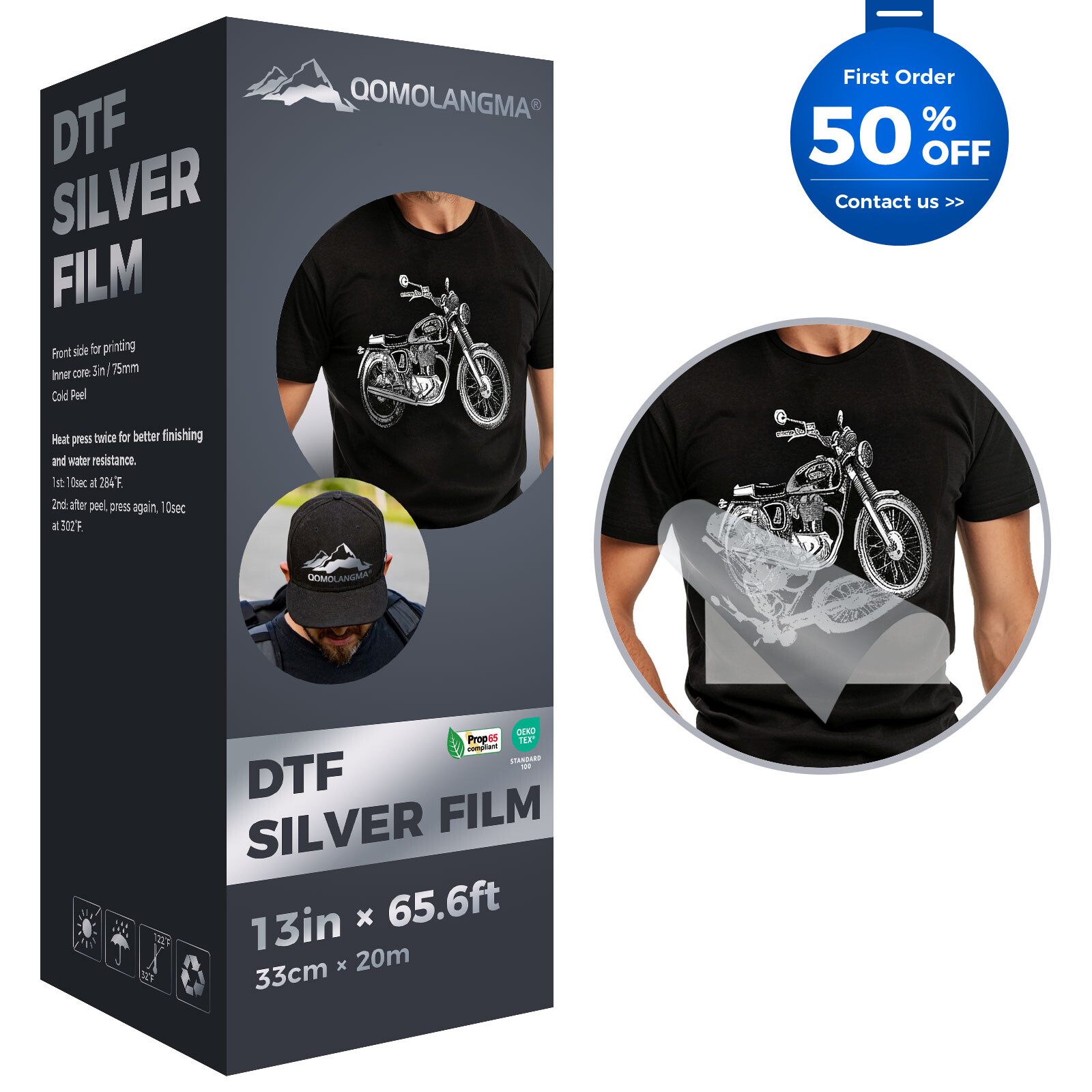 CALCA 13in x 65.6ft DTF Gold/Silver Foil Film Roll,Cold Peel