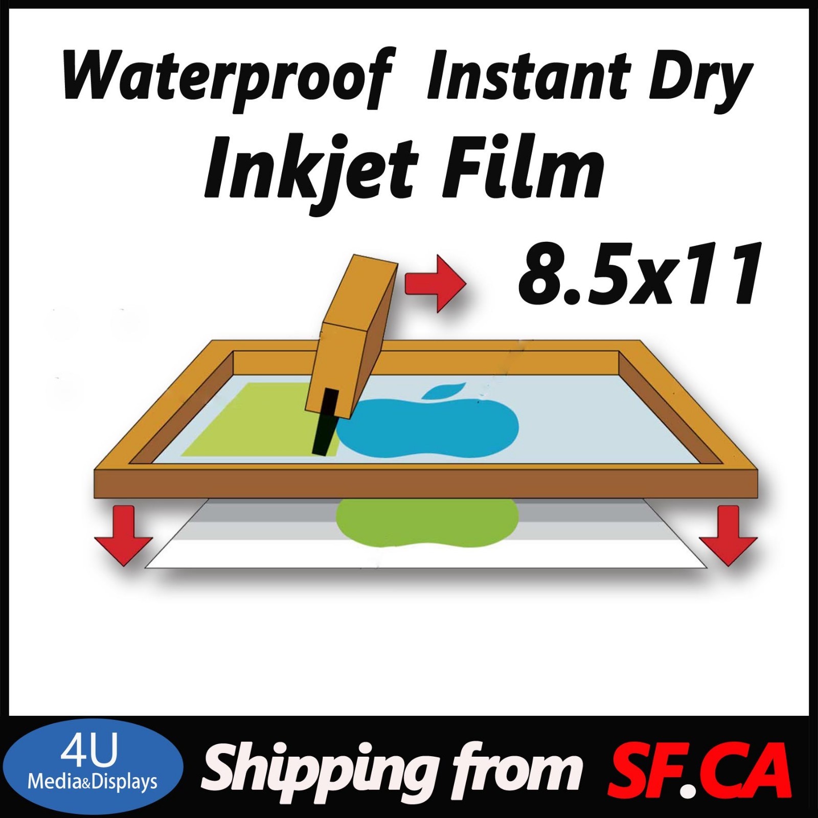 8.5×11，Waterproof Inkjet Screen Printing Transparent Film for EPSON，100 sheets