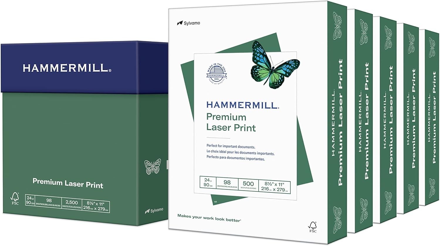 Smooth Finish 24 lb Laser Paper – 2500 Sheets, 98 Brightness, 8.5×11