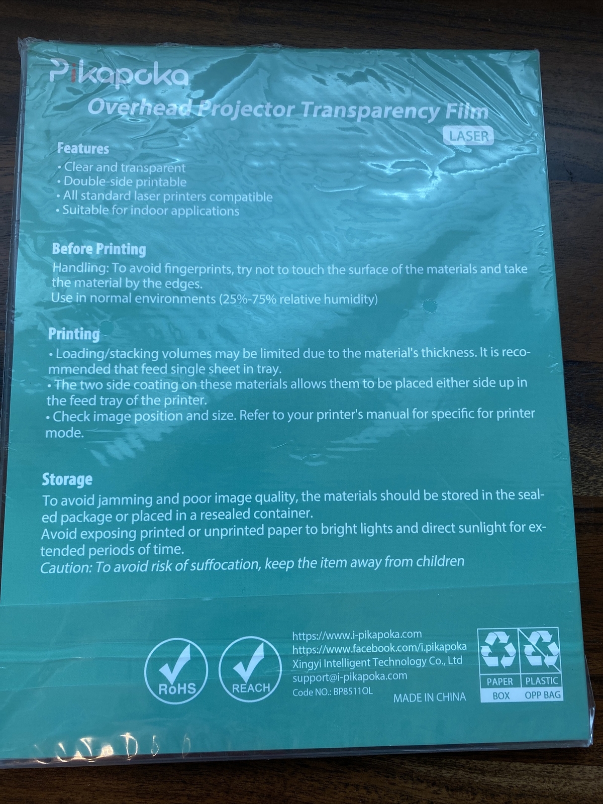 100 Sheet Transparency Film 8.5×11 Clear for Overhead Projector Or Laser Inkjet