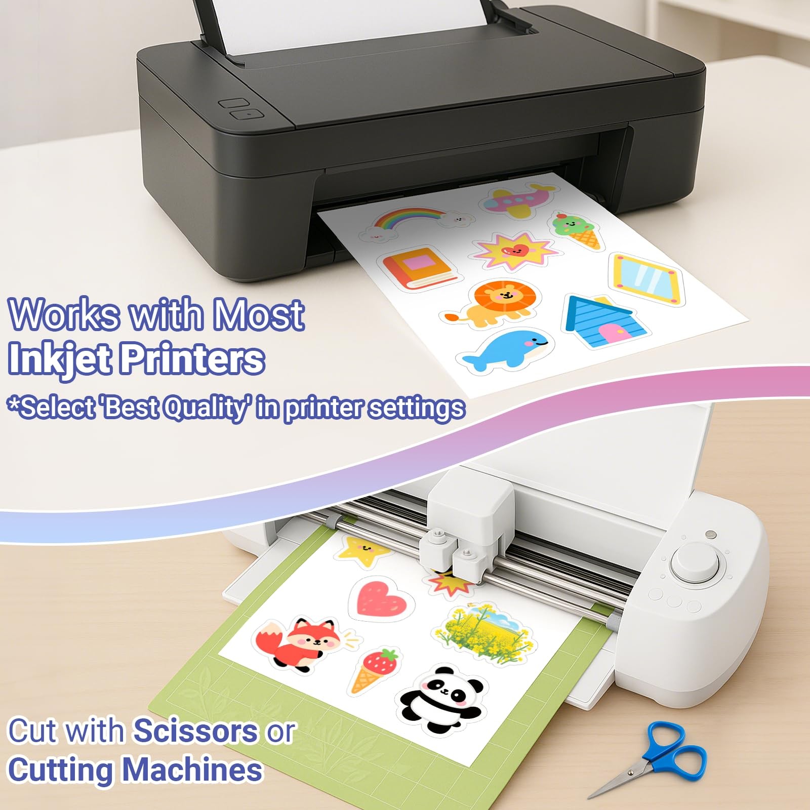 18 Sheets Sticker Paper for Self Printing A4, Matte White Waterproof Printing…