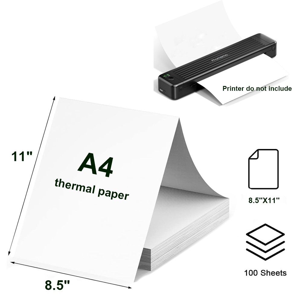 A4 Thermal Continuous Paper 8.5″x11″ Letter Size For M08F Printer Folded & Roll