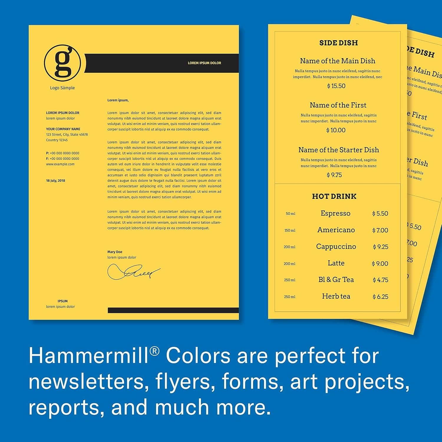 8.5 x 11 Goldenrod Paper, 20 lb, Smooth Finish, 500 Sheets – Made in USA