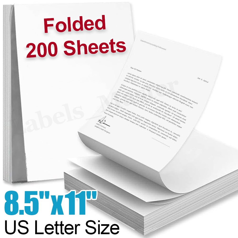200 Sheet 8.5″x11″ Folded Thermal Continuous Paper US Letter Size for M08F M832
