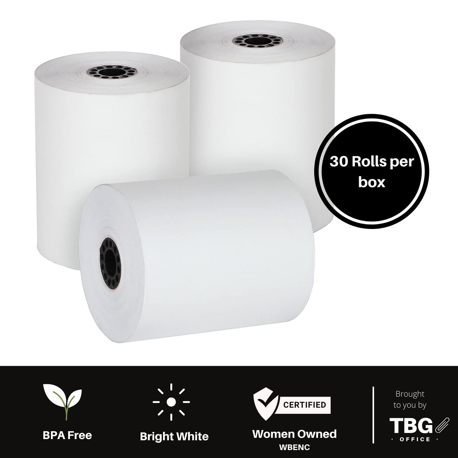3 1/8” x 230′ Thermal Paper Rolls – BPA FREE – MADE 1 Case – 30 Rolls, White
