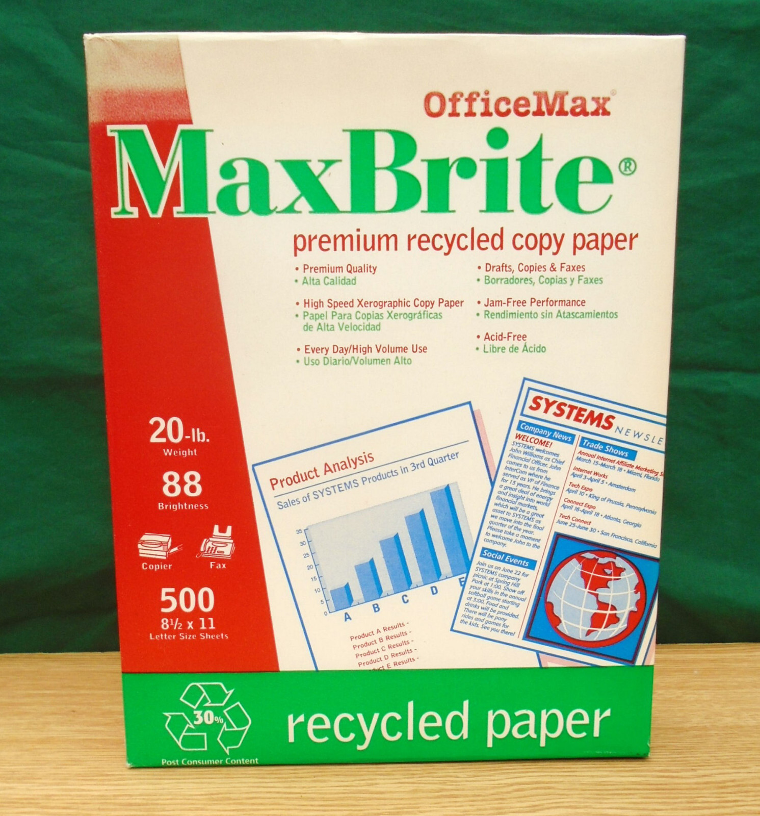 OfficeMax MaxBrite Paper 8½”x11″ 20 lb. 500 Sheets 88 Brightness – NEW & Sealed