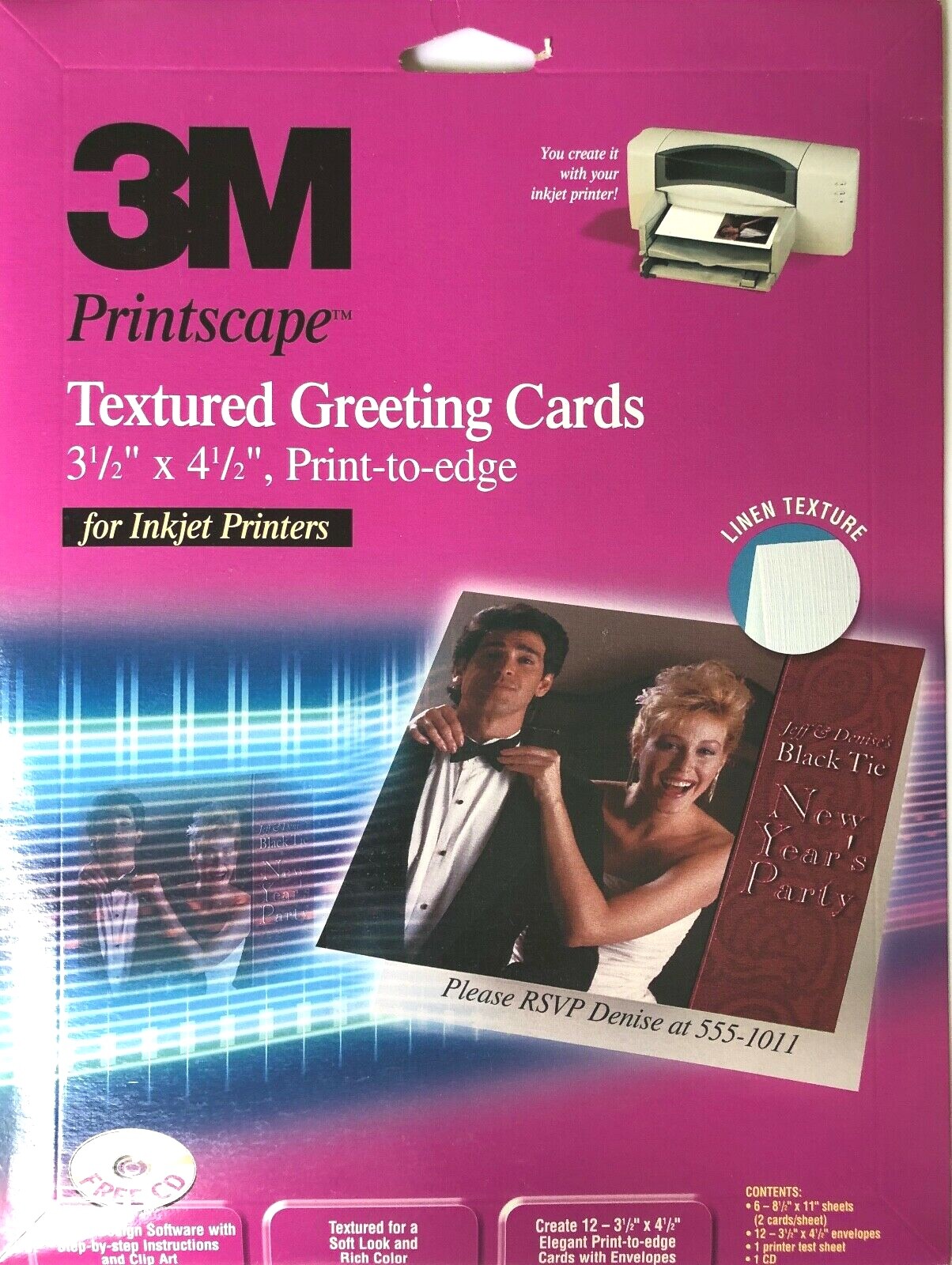 3M Printscape Textured Greeting Cards Print to Edge for Inkjet Printers PC101