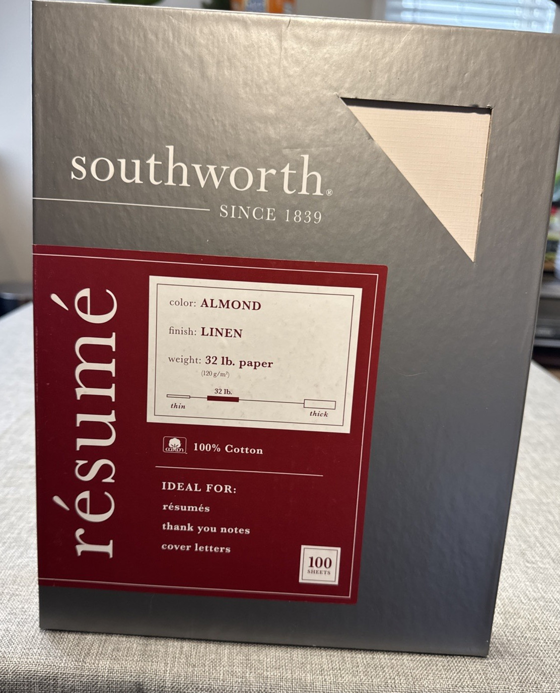 Southworth Parchment Paper 32 lb Almond 100 Bright 8.5 x 11 400 sheets