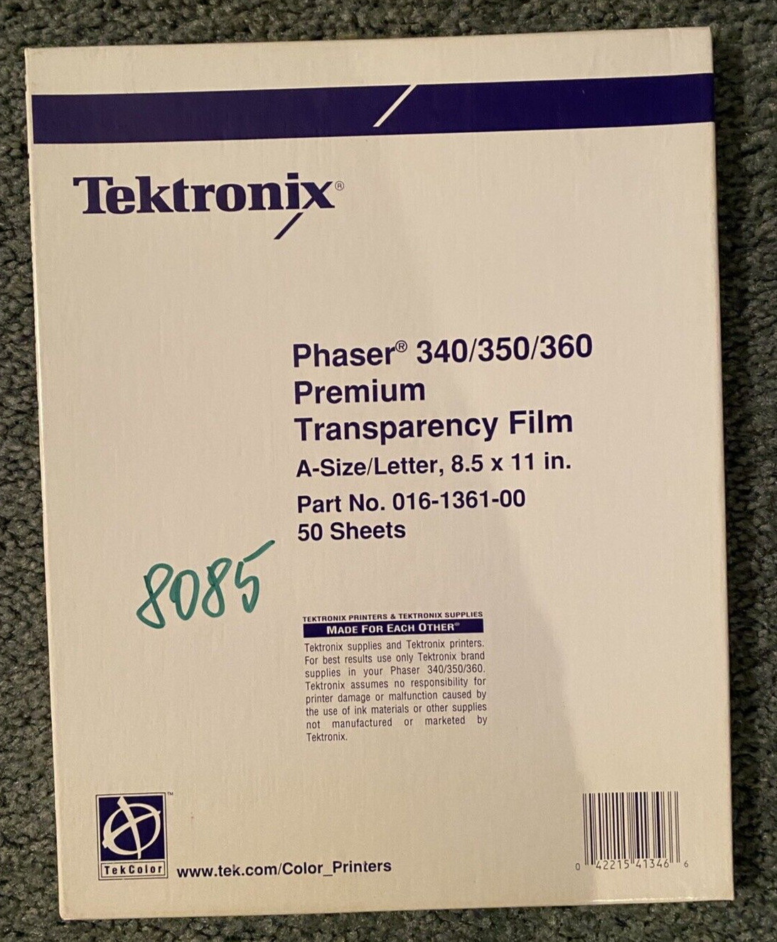 Tektronix Phaser 540 Transparency Film A Size 8.5 X 11 in 50 sheets 016-1325-00